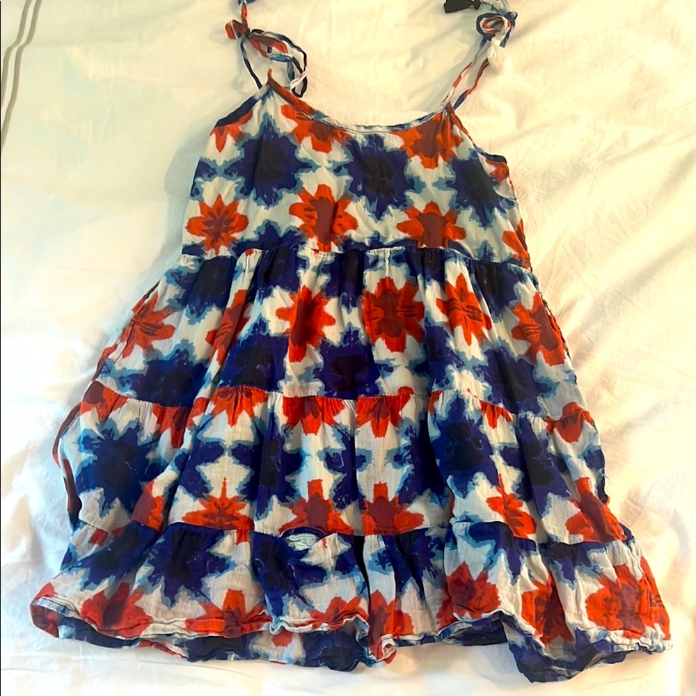 Banjanan Kids Floral Sleeveless Dress - Blue and Red - perfect for 4th of July
